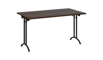 SLA 140 lak skládací jednací stůl 1394x800, deska 25 mm, podnož černý lak, deska ořech královský